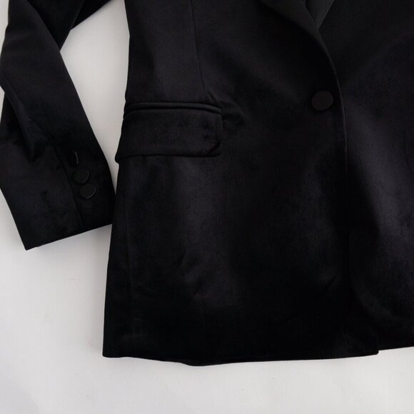 Vicolo Black Single Button Velvet Satin Lapel Collar Designer Blazer S - Picture 8 of 14